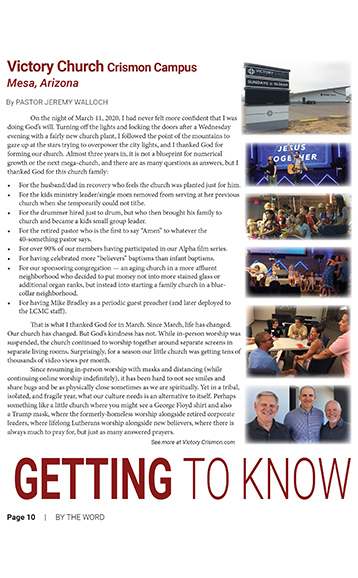 Photo of interior page from LCMC newsletter